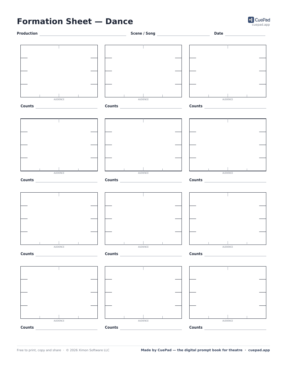 Formation Sheet — Dance template preview