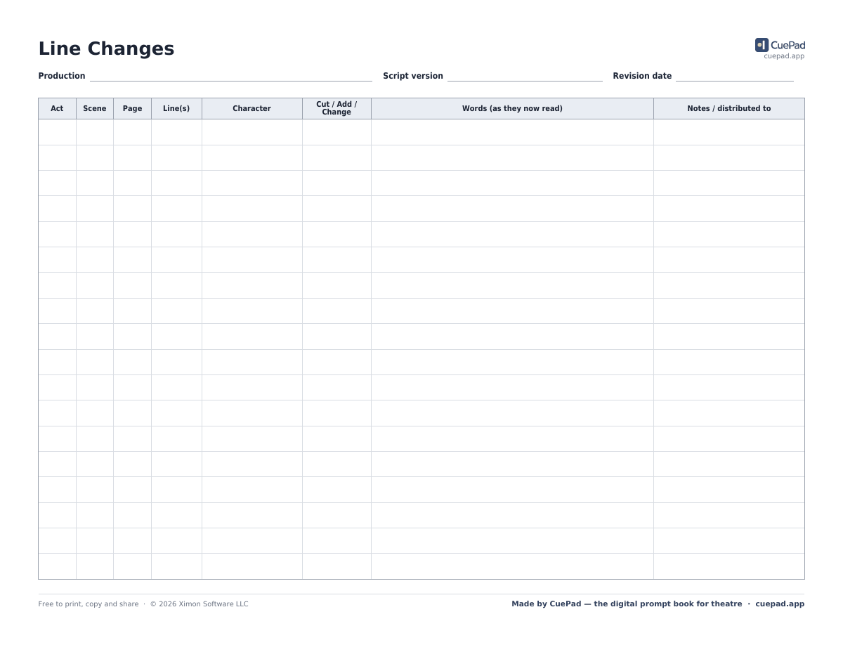 Line Changes template preview